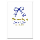 De bruiloft van de gouden marine blauwe boog paar  kaart (Achterkant)