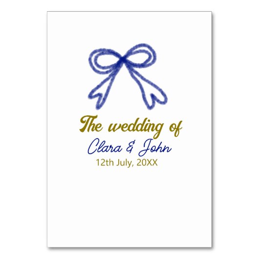 De bruiloft van de gouden marine blauwe boog paar  kaart (Voorkant)