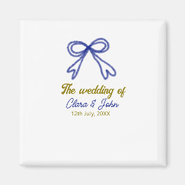 De bruiloft van de gouden marine blauwe boog paar  magneet