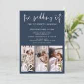 De bruiloft van de marine blauw minimalistische QR Kaart (Staand voorkant)