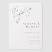 De bruiloft van de Minimal Modern Black Script bru Vellum Uitnodigingen (Voorkant)