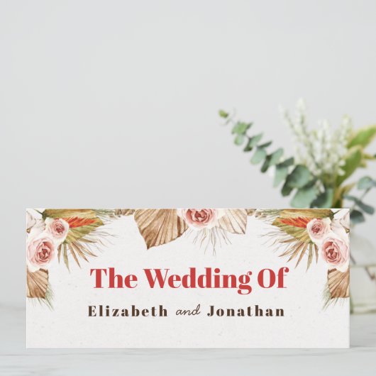 De bruiloft van de woestijnbloemen-kaart menu (Staand voorkant)