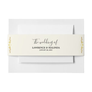 De bruiloft van eenvoudige Elegant Goud Wit Uitnodigingen Wikkel