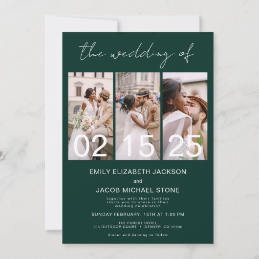 De bruiloft van Emerald Green Fotocollage Kaart (Voorkant)