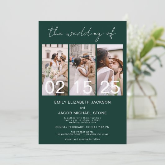De bruiloft van Emerald Green Fotocollage Kaart (Staand voorkant)
