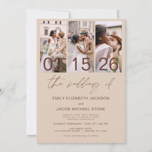 De Bruiloft van Foto Minimalist Boho Bruiloft Kaart (Voorkant)