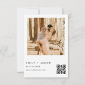 De bruiloft van foto QR-code Minimalist Elegant Kaart (Achterkant)