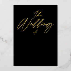 De bruiloft van Gold Black Elegant Typography Invi Folie Uitnodiging