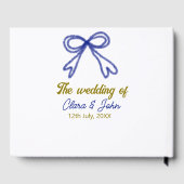 De bruiloft van goud marineblauwe strik koppel naa gastenboek (Achterkant)