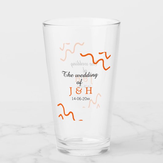 De bruiloft van het echtpaar toevoegen naam terrac glas (Voorkant)