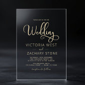 De bruiloft van het gouden huwelijksscript acryl uitnodigingen