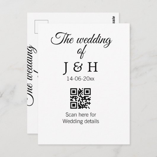 De bruiloft van het koppel naam QR-code scan detai Briefkaart (Voorkant / Achterkant)