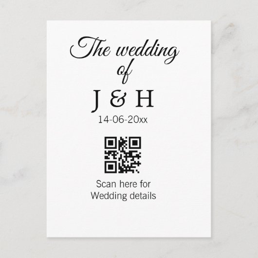 De bruiloft van het koppel naam QR-code scan detai Briefkaart (Voorkant)