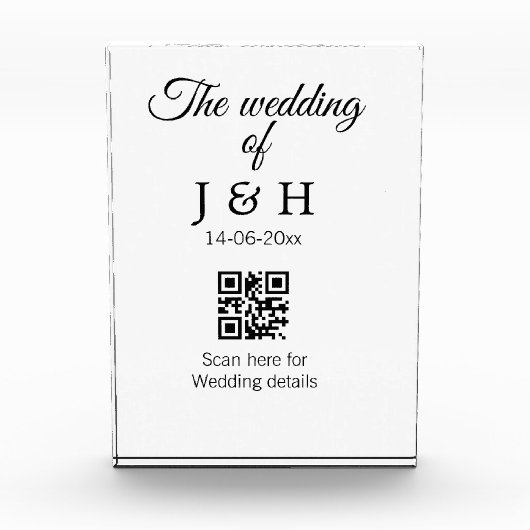De bruiloft van het koppel QR-code scan detail Fotoblokken (Voorkant)