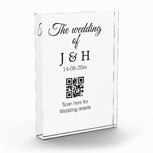 De bruiloft van het koppel QR-code scan detail Fotoblokken (Links)