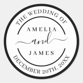 De bruiloft van het moderne schrift ronde sticker