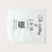 De bruiloft van het paar naam QR-code scan detail Wandkleed (Voorkant (horizontaal))
