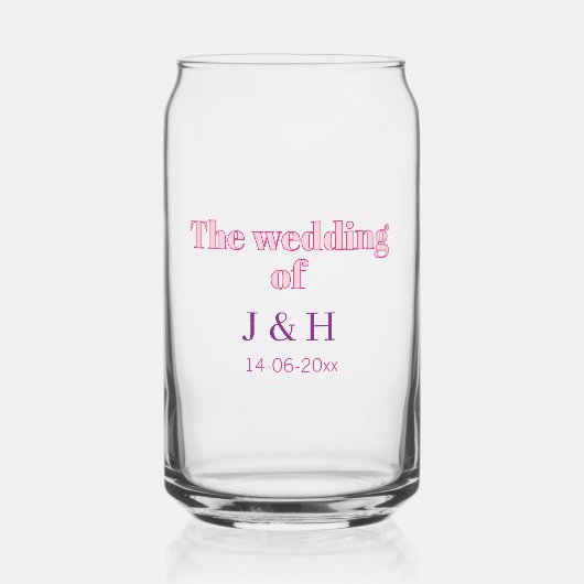 De bruiloft van koppel naam beginletter datum blikvorm glas (Achterkant)