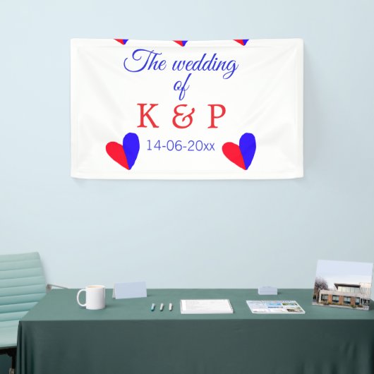 De bruiloft van koppel naam initiaal datum spandoek (Beurs)