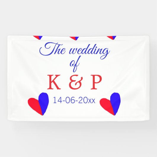 De bruiloft van koppel naam initiaal datum spandoek (Horizontaal)