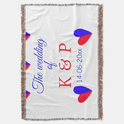 De bruiloft van koppel naam initiaal letter datum deken (Voorkant Verticaal)