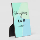 De bruiloft van koppel naam initiaal letter datum fotoplaat (Zijkant)