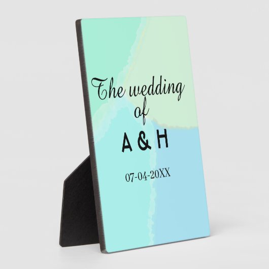 De bruiloft van koppel naam initiaal letter datum fotoplaat (Zijkant)