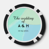 De bruiloft van koppel naam initiele letter datum poker chips (Achterkant)