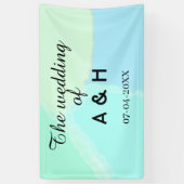 De bruiloft van koppel naam initiele letter datum spandoek (Verticaal)