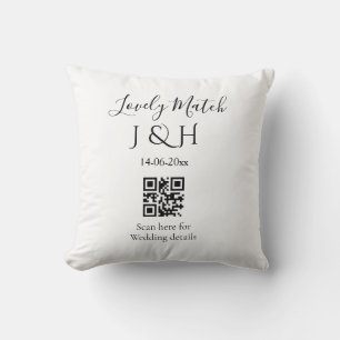 De bruiloft van koppel naam QR-code scan detail Kussen