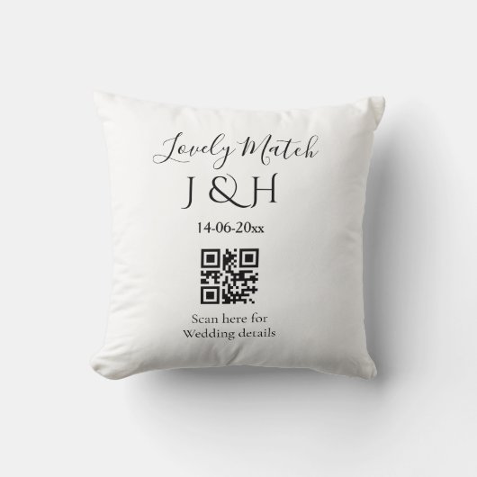 De bruiloft van koppel naam QR-code scan detail Kussen (Voorkant)