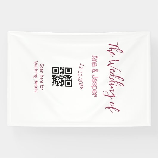 De bruiloft van koppel naam QR-code scan detail Spandoek (Horizontaal)