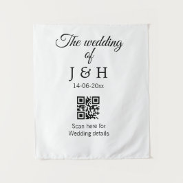 De bruiloft van koppel naam QR-code scan detail Wandkleed