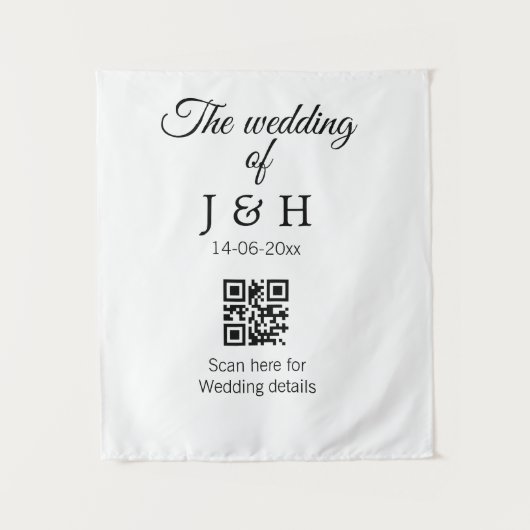 De bruiloft van koppel naam QR-code scan detail Wandkleed (Voorkant)