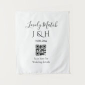 De bruiloft van koppelnaam QR-code scan detail Wandkleed (Voorkant)