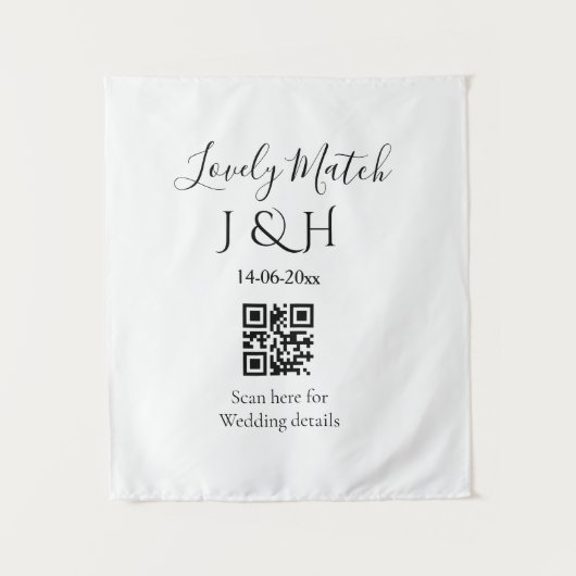 De bruiloft van koppelnaam QR-code scan detail Wandkleed (Voorkant)