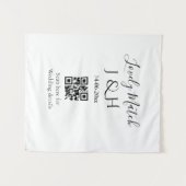 De bruiloft van koppelnaam QR-code scan detail Wandkleed (Voorkant (horizontaal))