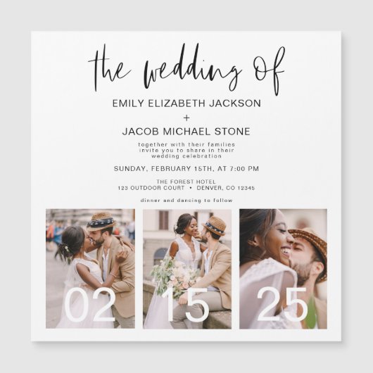 De bruiloft van Minimalist Simple Magnetische Uitnodiging (Voorkant)