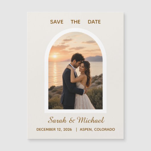 De bruiloft van 'Moderne Boog Foto Save the Date' (Voorkant)