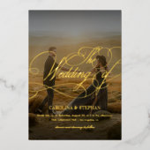 De bruiloft van | Moderne kalligrafie Script & fot Folie Uitnodiging (Voorkant)