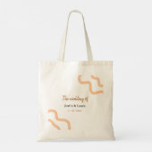 De bruiloft van naam bruid bruidegom datum perzik tote bag (Achterkant)