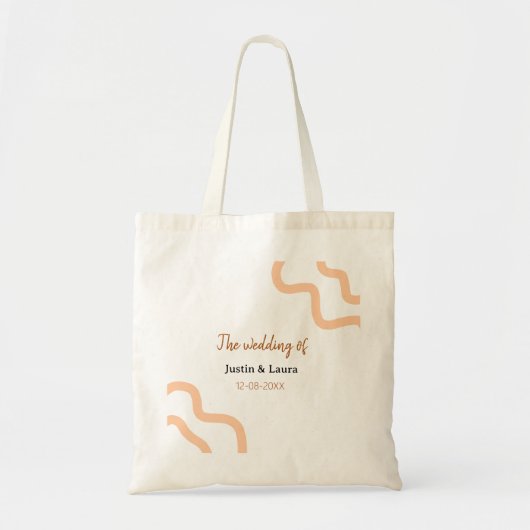 De bruiloft van naam bruid bruidegom datum perzik tote bag (Voorkant)