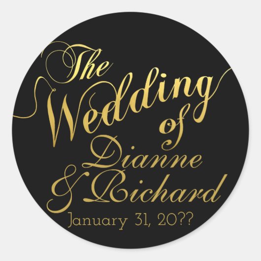 De bruiloft van... onze namen ronde sticker (Voorkant)