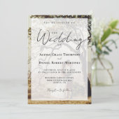 De bruiloft van Overlay Foto Eenvoudig Zwart Wit Kaart (Staand voorkant)