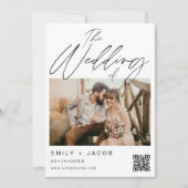 De bruiloft van QR code Modern Photo Minimalist Kaart (Voorkant)