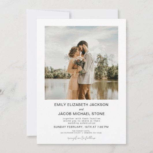 De bruiloft van QR code Modern Photo Minimalist Kaart (Achterkant)