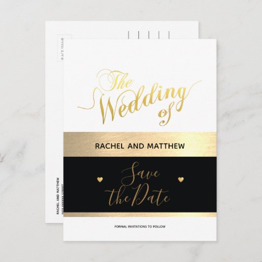 de bruiloft van / save-the-date aankondigingskaart (Voorkant / Achterkant)