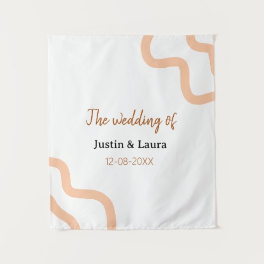 De bruiloft van voeg bruid bruidegom naam datum pe wandkleed (Voorkant)