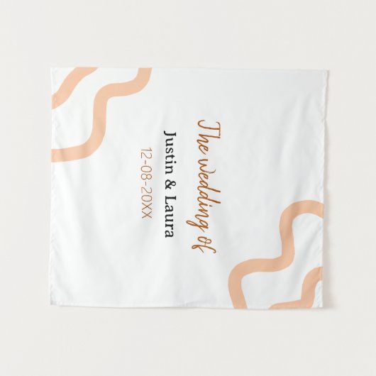 De bruiloft van voeg bruid bruidegom naam datum pe wandkleed (Voorkant (horizontaal))