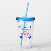 De bruiloft van voeg koppelnaam initiaal briefdatu acryl drinkbeker (Achterkant)